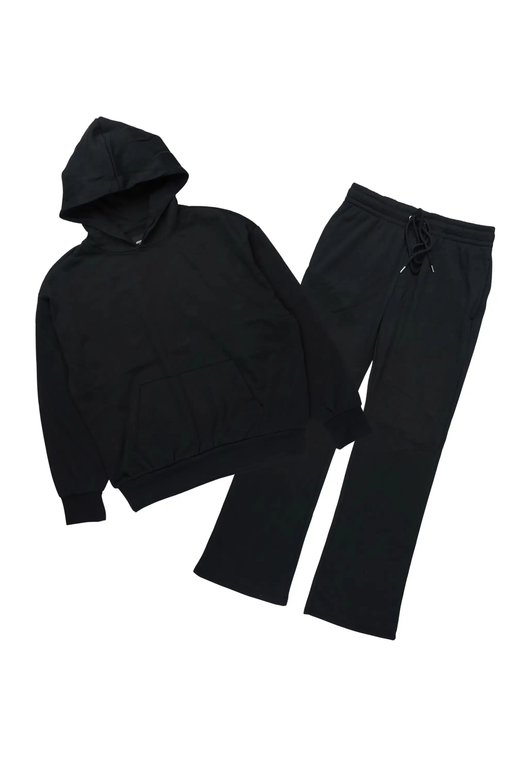 Basic Black Hoodie Relaxed Track Set sold by Rockstar Original