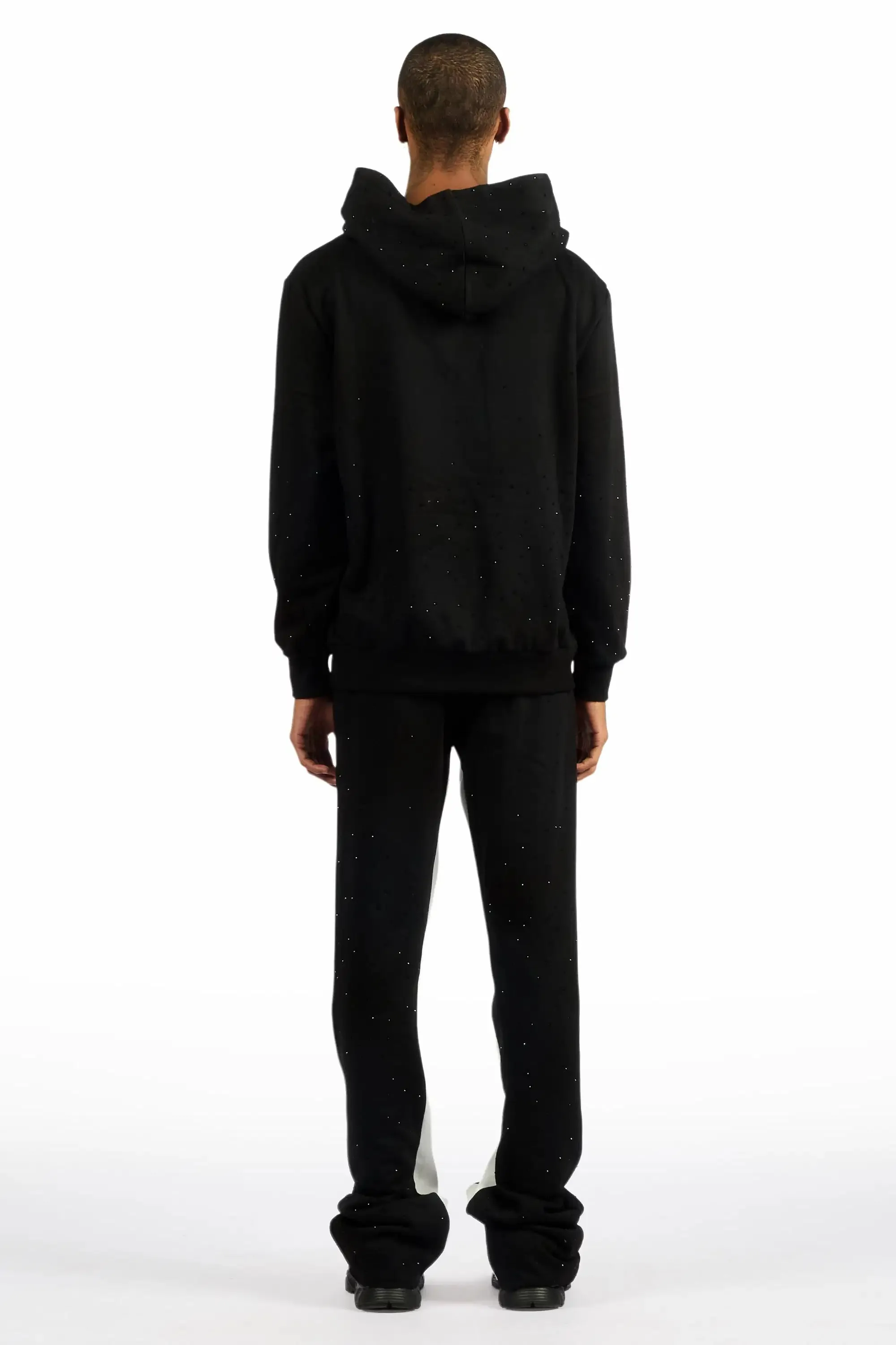 States Black Rhinestone Hoodie Stacked Flare Track Set sold by Rockstar Original product image thumbnail 4