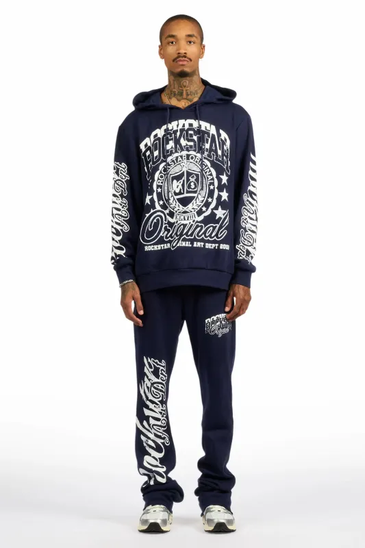Blazon Navy/White Hoodie/Stacked Pant Track Set sold by Rockstar Original