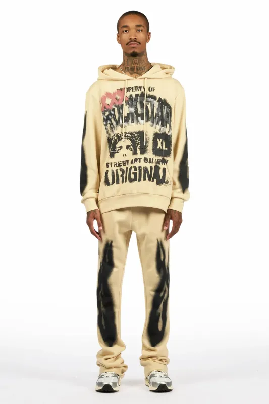 Kyo Beige Hoodie Stacked Track Set made by Rockstar Original