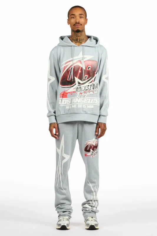 Kastell Heather Grey Hoodie/Stacked Pant Track Set sold by Rockstar Original