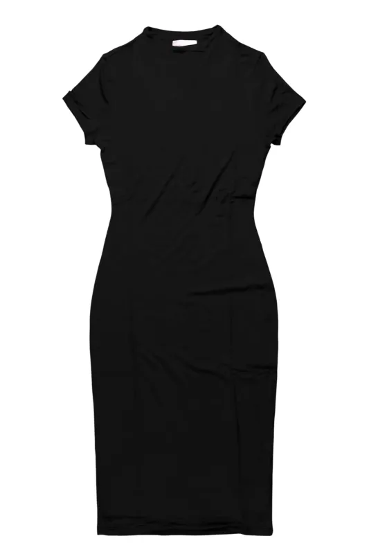 Sharaya Black Short Sleeve Midi Dress sold by Rockstar Original