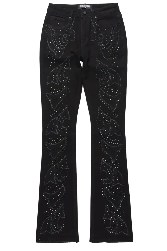 Jeanette Black Stacked Flare Jean sold by Rockstar Original