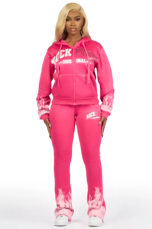 Neenah Hot Pink Rhinestone Stacked Track Set sold by Rockstar Original