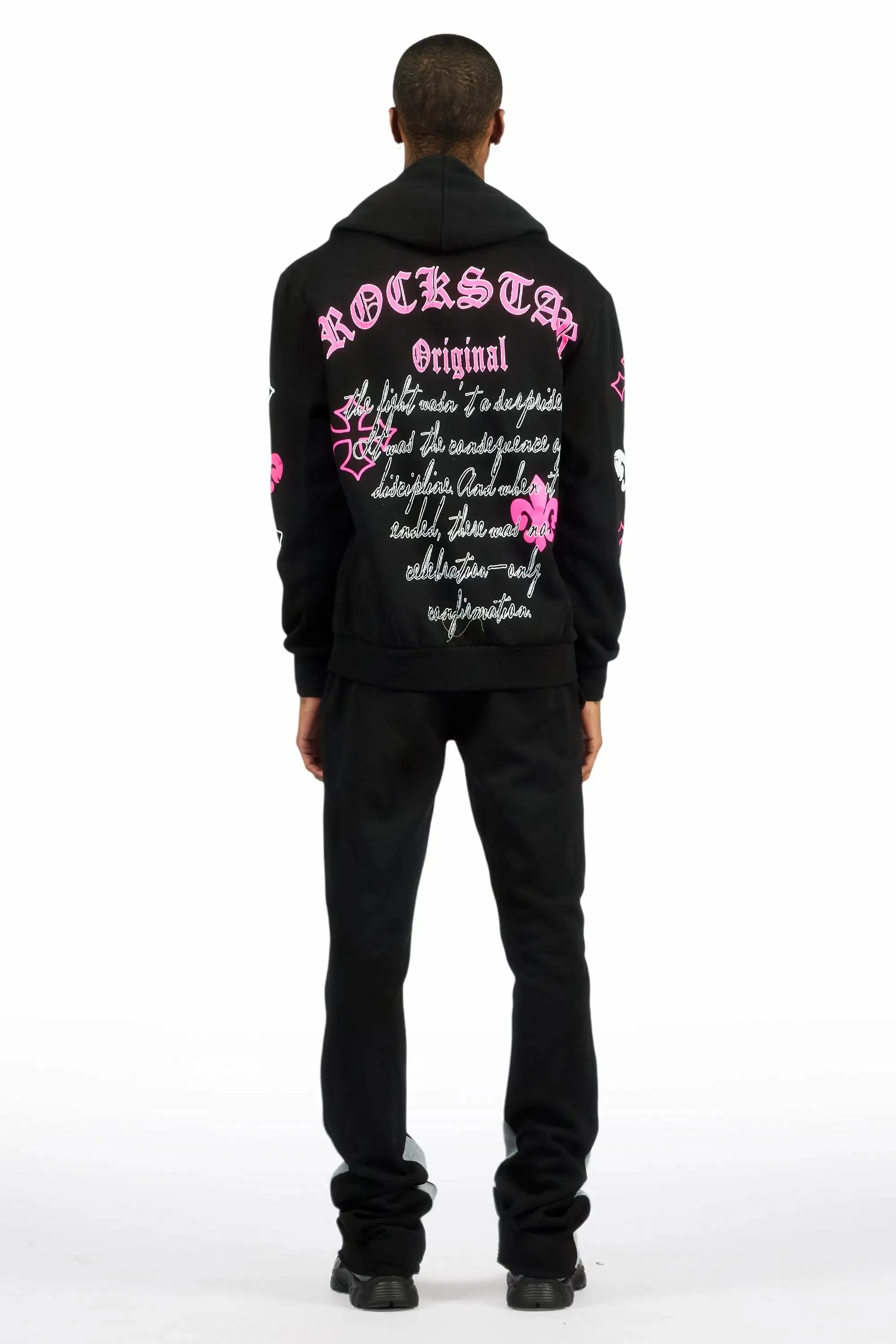 Tieran Black/Fuchsia Hoodie/Stacked Flare Track Set sold by Rockstar Original product image thumbnail 3