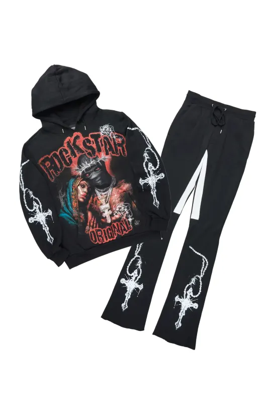 Vontae Black/Red Hoodie/Stacked Flare Track Set sold by Rockstar Original
