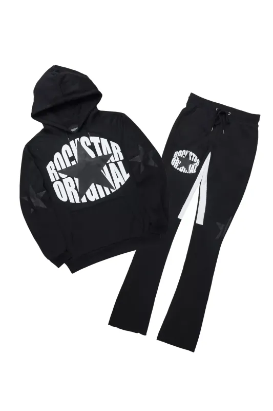 States Black/Black Hoodie Stacked Flare Track Set sold by Rockstar Original