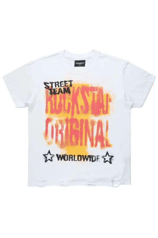 Crest White Oversized Graphic T-Shirt sold by Rockstar Original