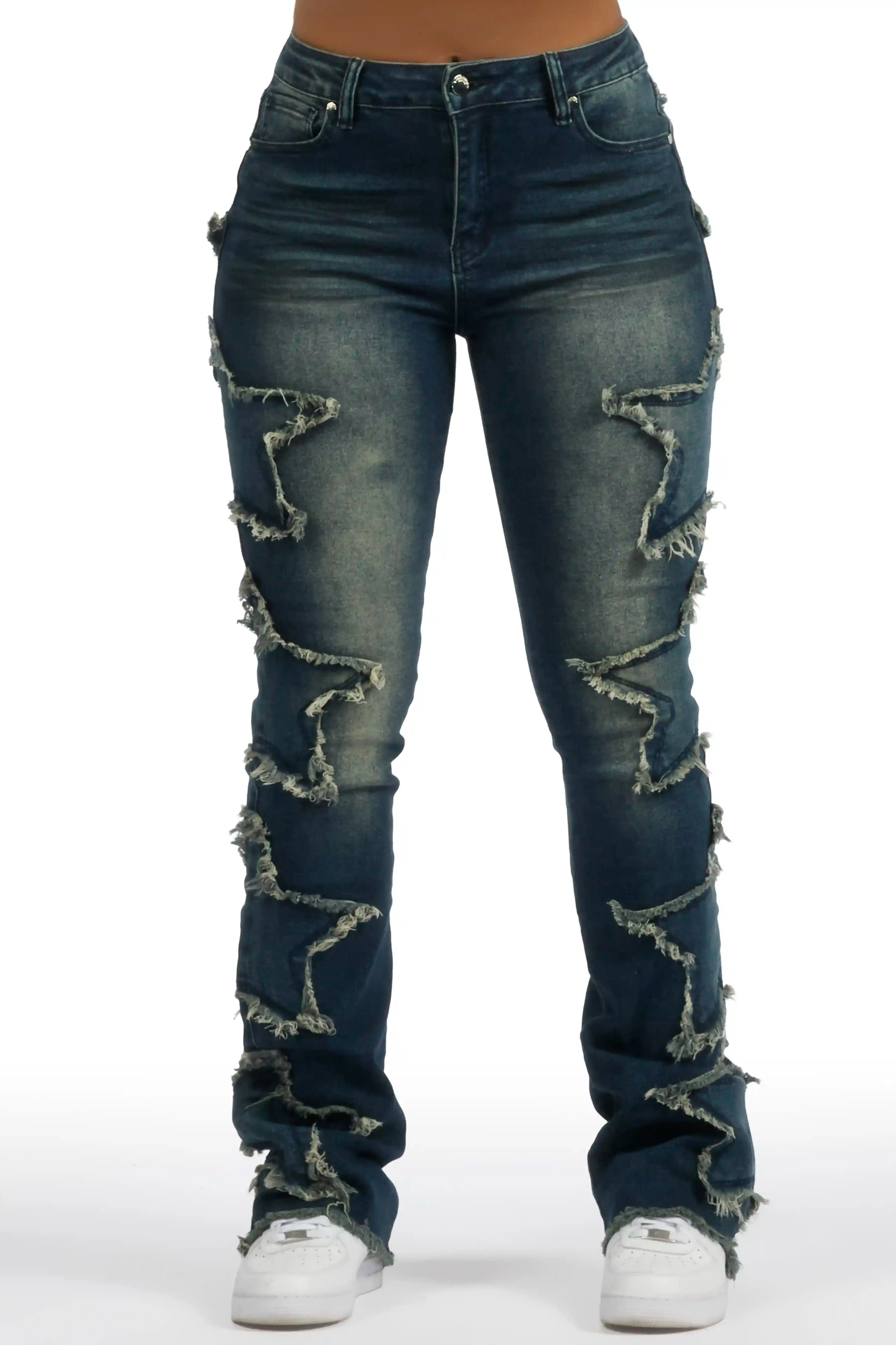 Sinayah Dark Wash Stacked Flare Jean sold by Rockstar Original