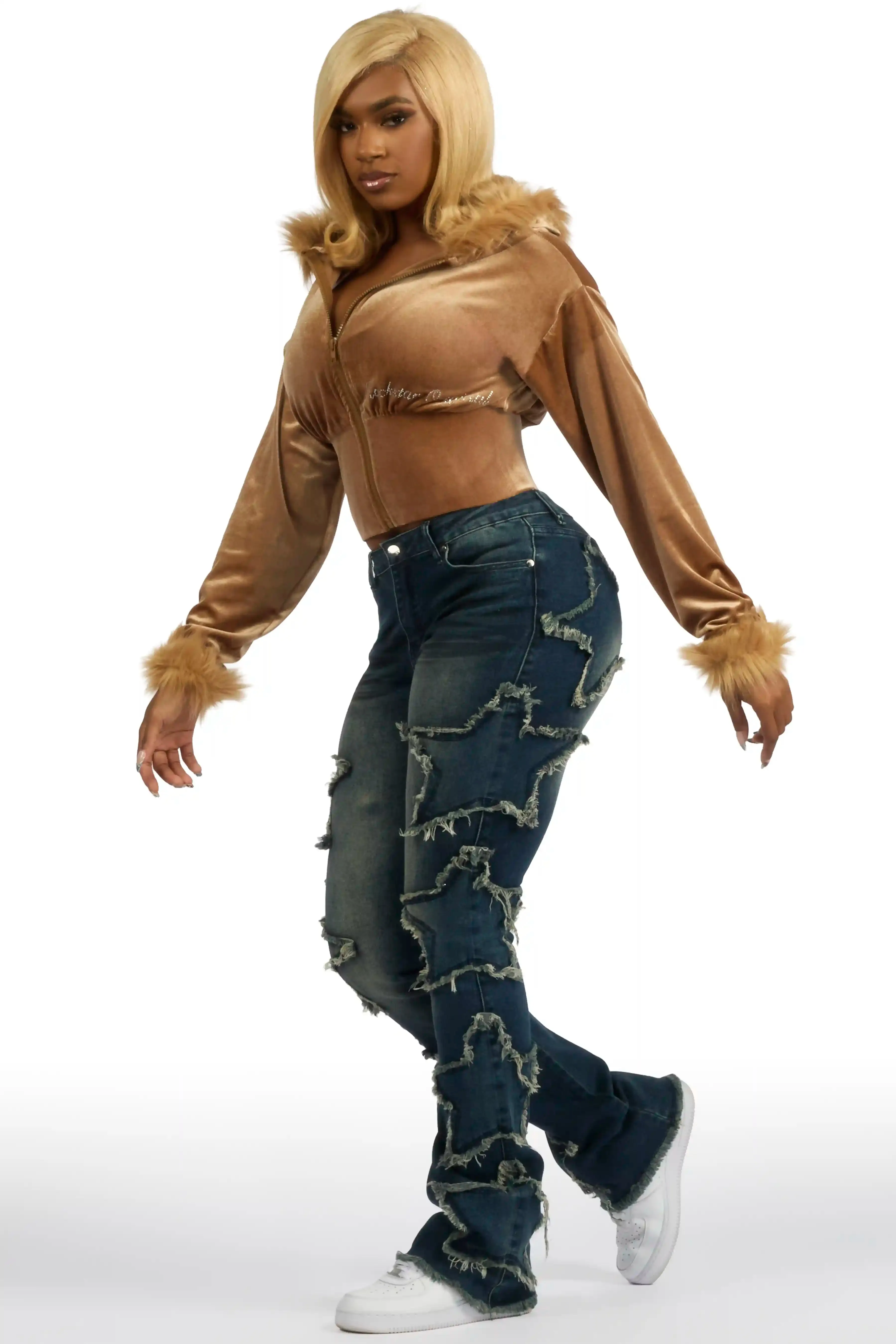 Sinayah Dark Wash Stacked Flare Jean sold by Rockstar Original product image thumbnail 4