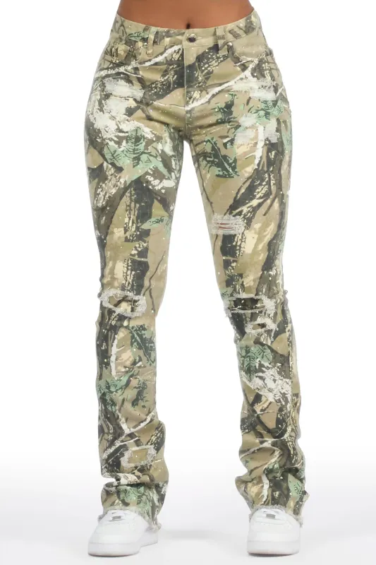 Kelle Tree Camo Rhinestone Stacked Jean sold by Rockstar Original