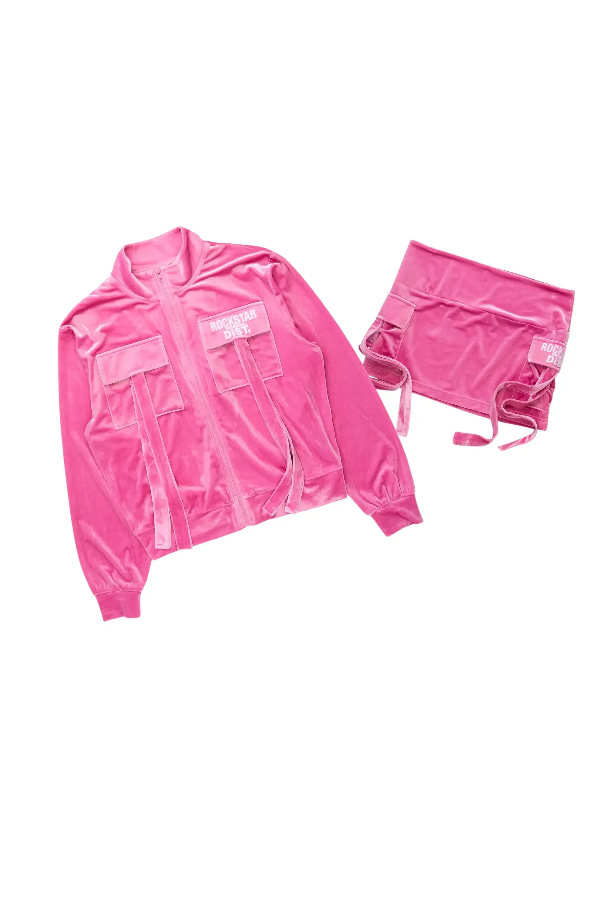 Tangela Pink Cargo Velour Skirt Set sold by Rockstar Original product image thumbnail 3