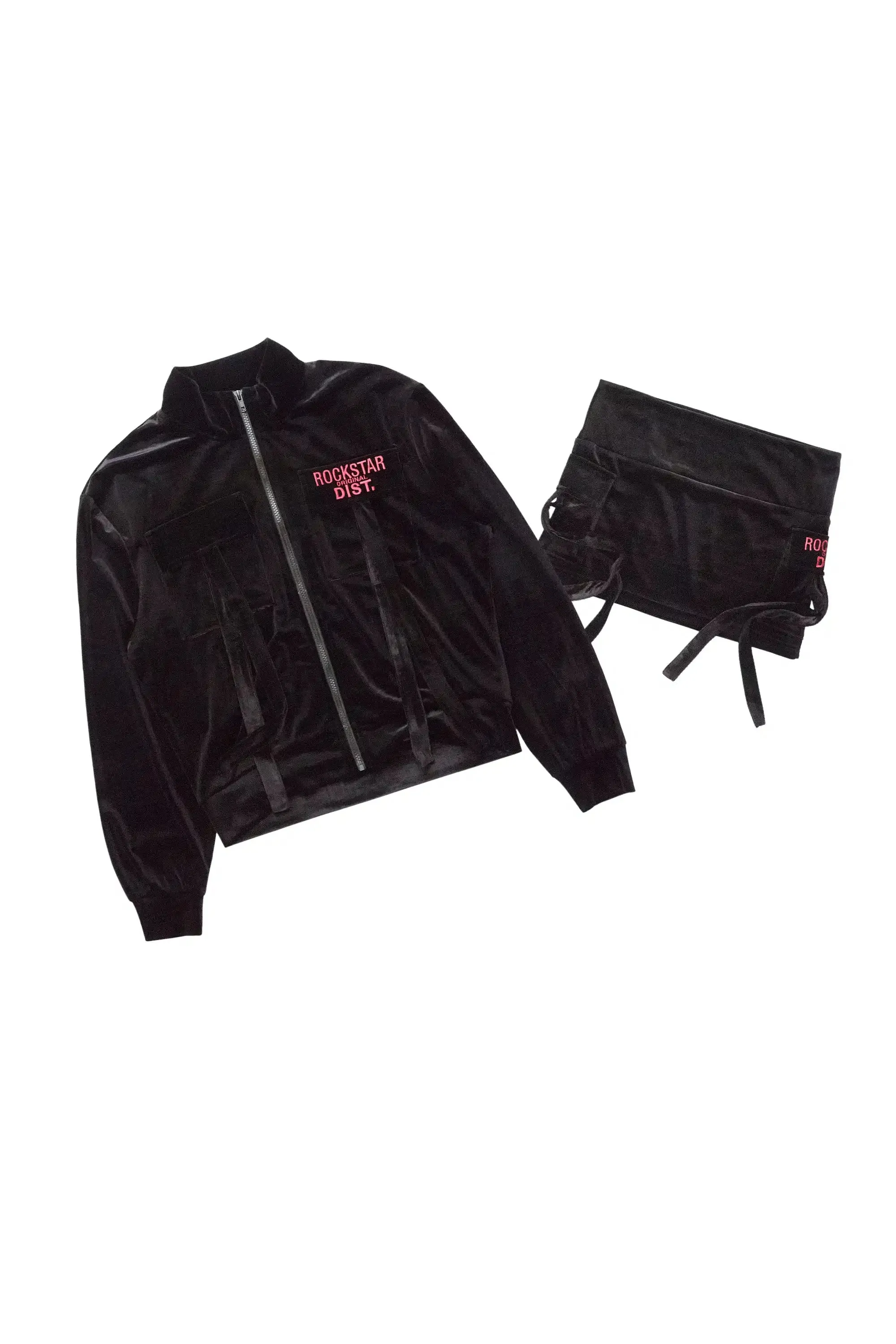 Tangela Black/Pink Cargo Velour Skirt Set sold by Rockstar Original product image thumbnail 3
