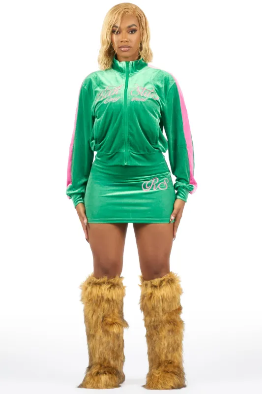 Marika Green Velour Skirt Set sold by Rockstar Original
