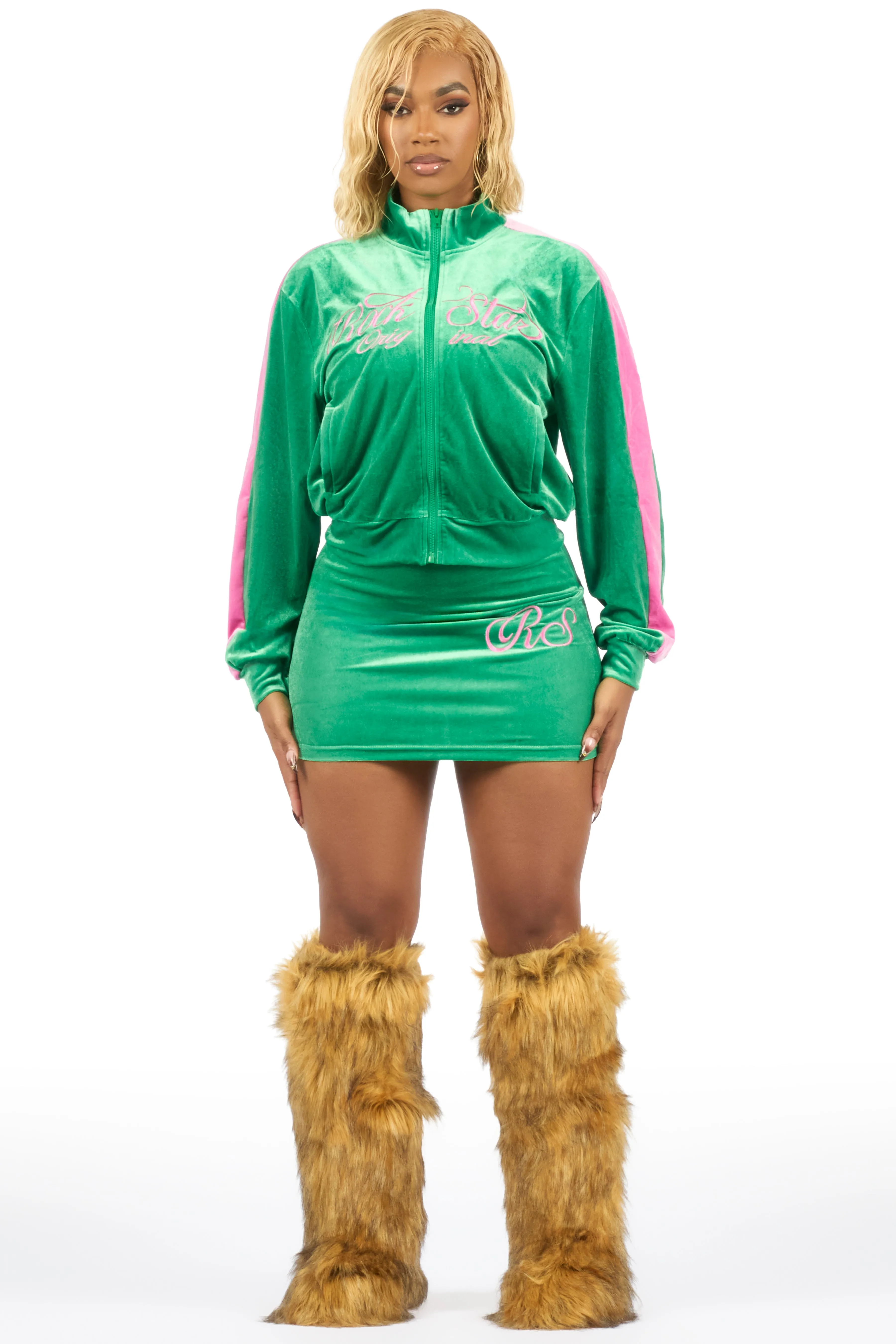 Marika Green Velour Skirt Set sold by Rockstar Original