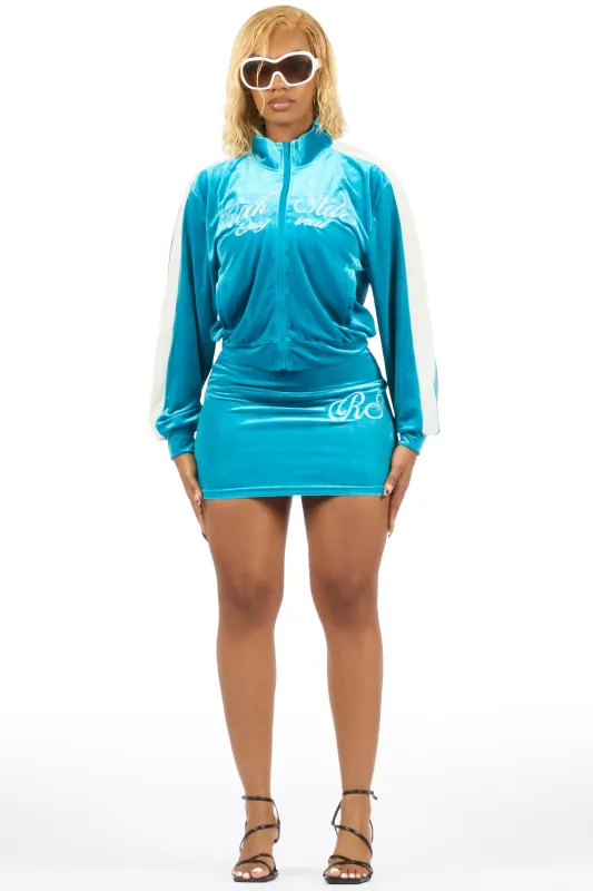 Marika Light Blue Velour Skirt Set sold by Rockstar Original