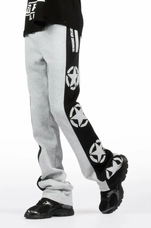 Geza Heather Grey Baggy Stacked Pant sold by Rockstar Original