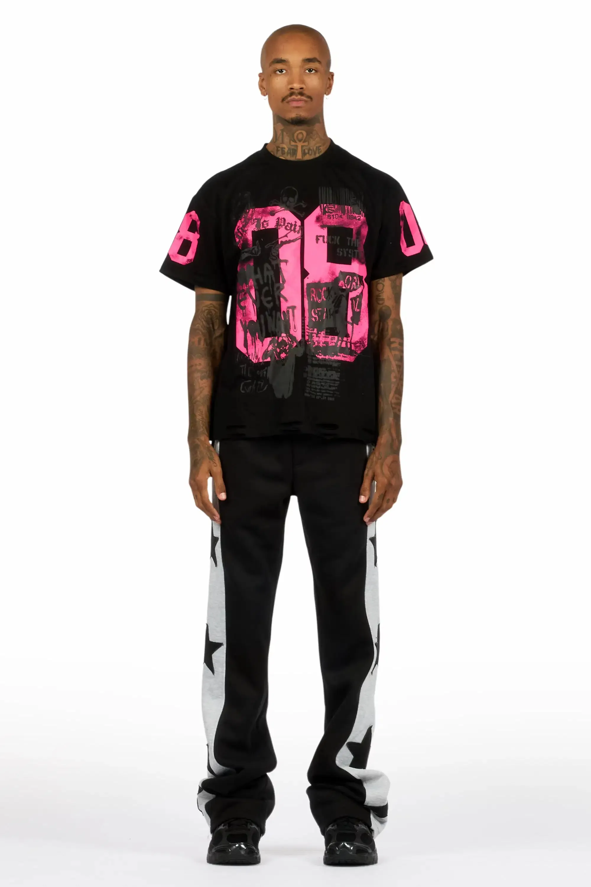 Geza Black Baggy Stacked Pant sold by Rockstar Original product image thumbnail 3