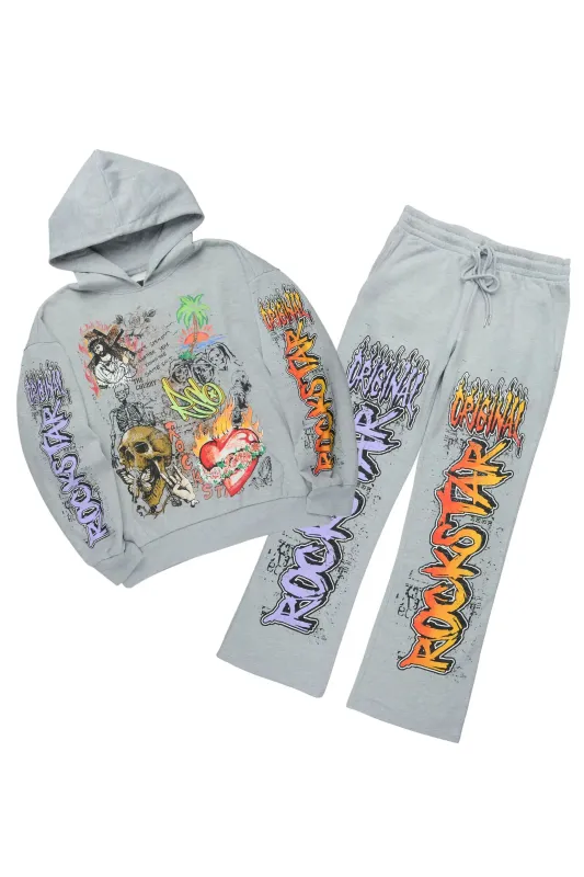 Zyver Heather Grey Hoodie/Baggy Pant Track Set sold by Rockstar Original