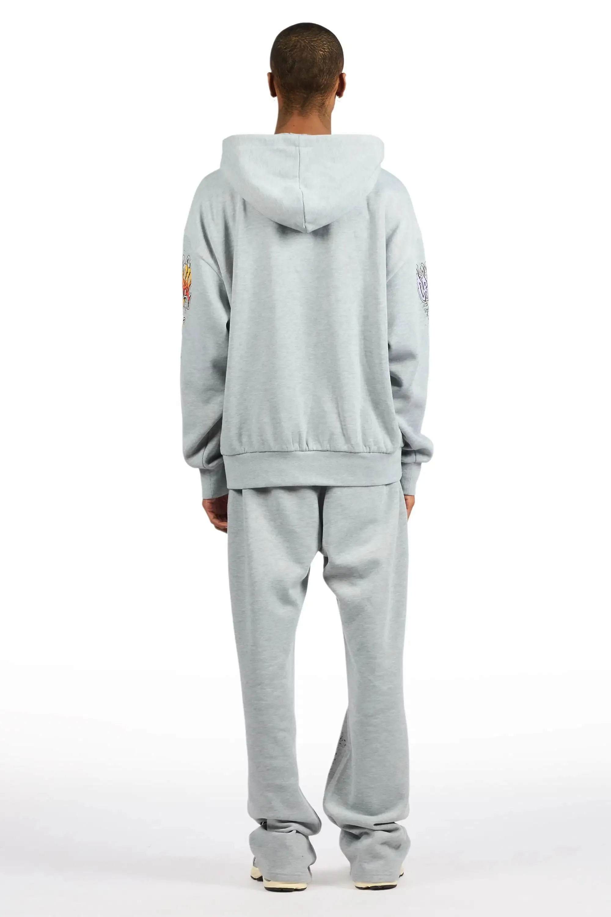 Zyver Heather Grey Hoodie/Baggy Pant Track Set sold by Rockstar Original product image thumbnail 4