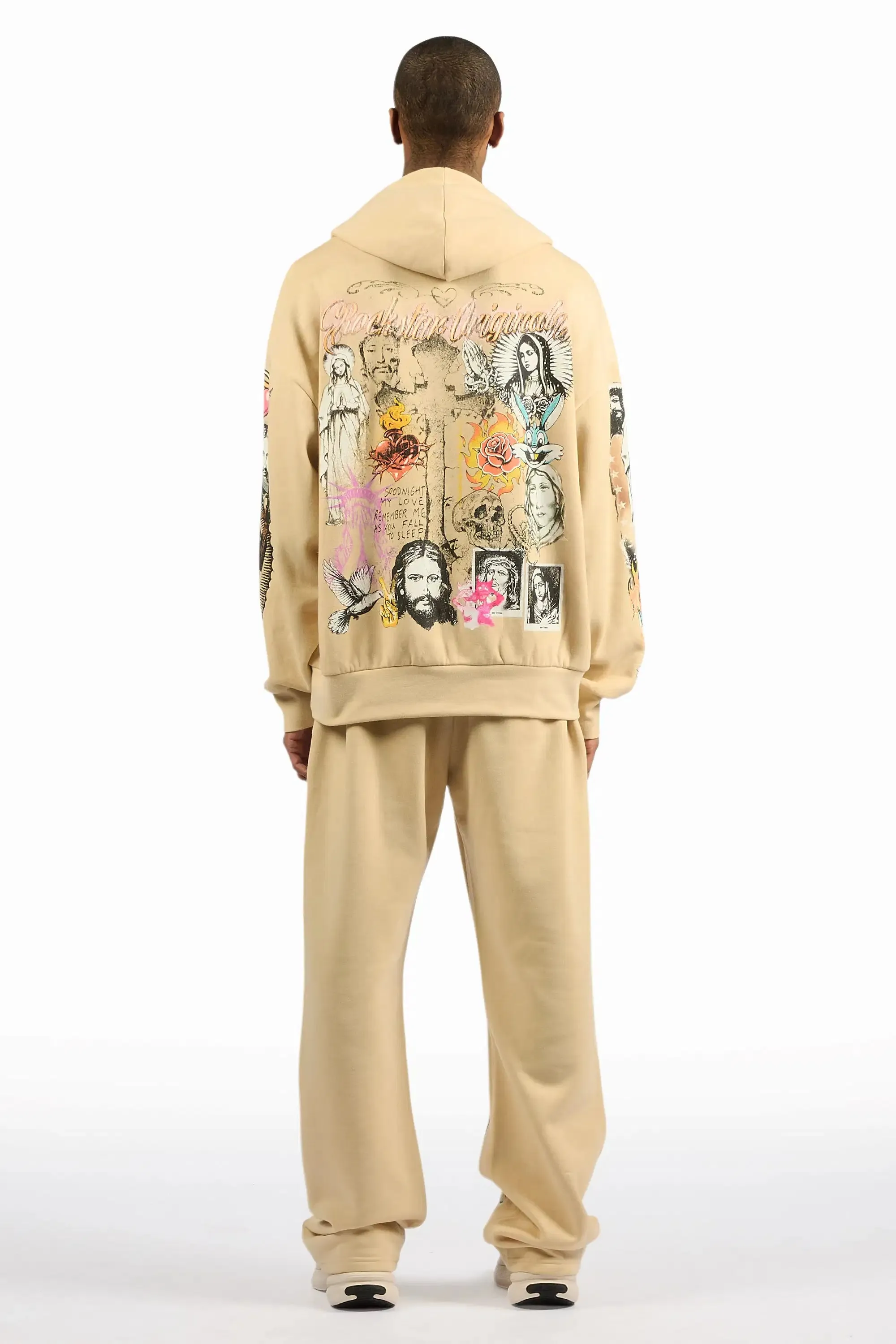 Diyos Beige Hoodie/Baggy Pant Track Set sold by Rockstar Original product image thumbnail 2