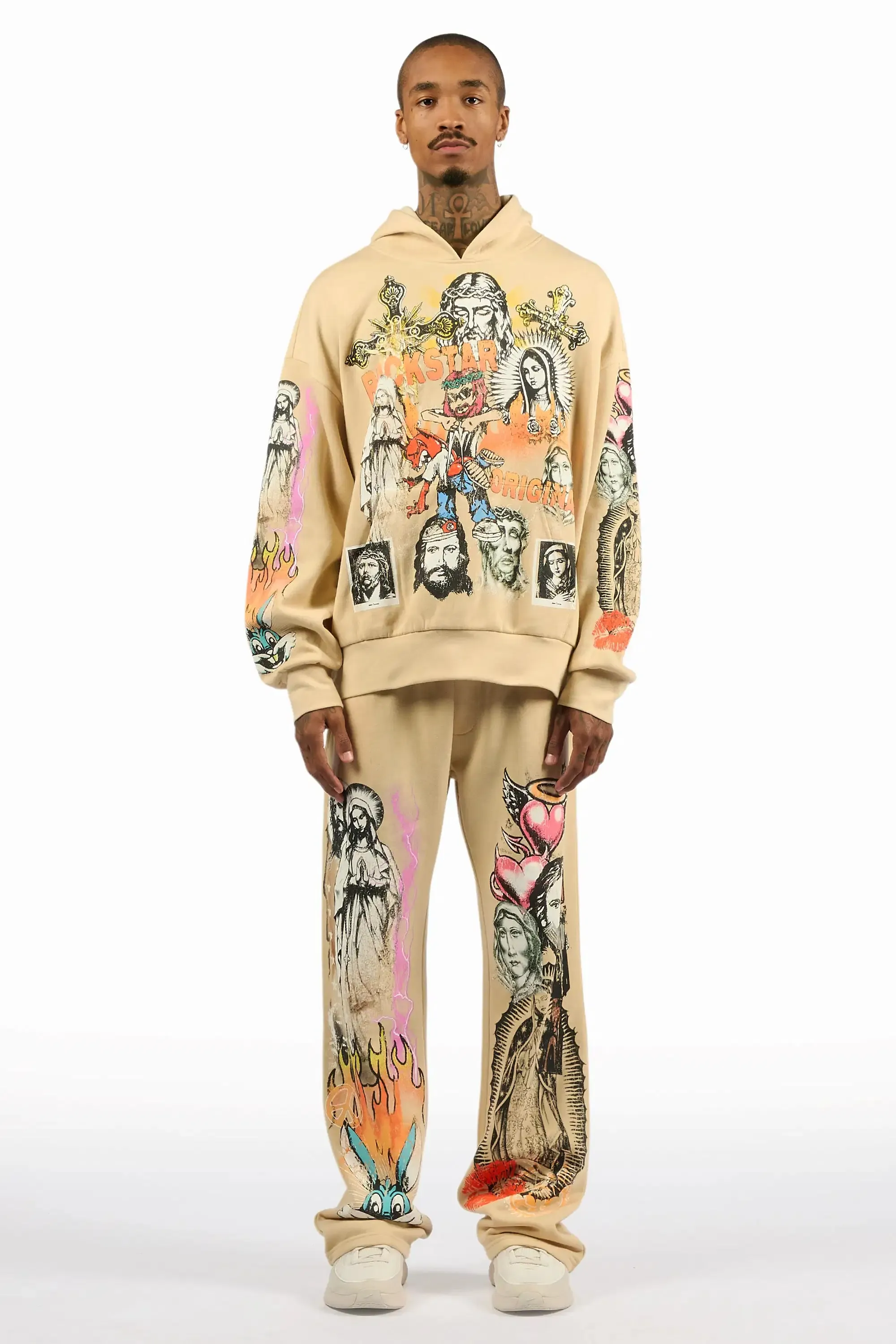 Diyos Beige Hoodie/Baggy Pant Track Set sold by Rockstar Original