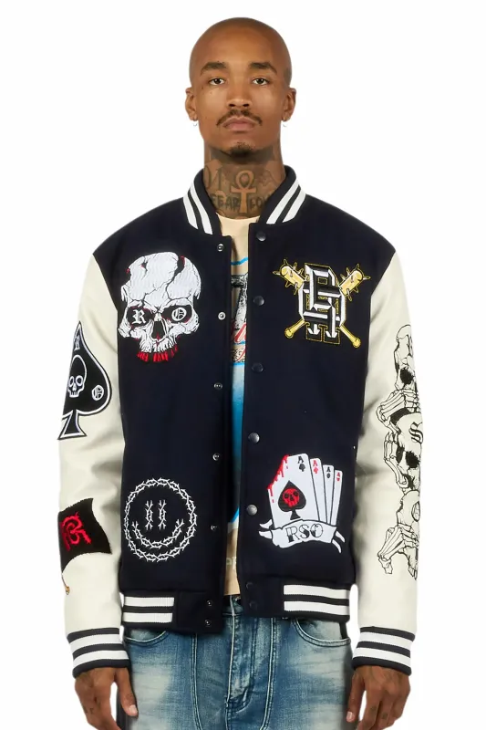 Blaze Navy Varsity Jacket sold by Rockstar Original