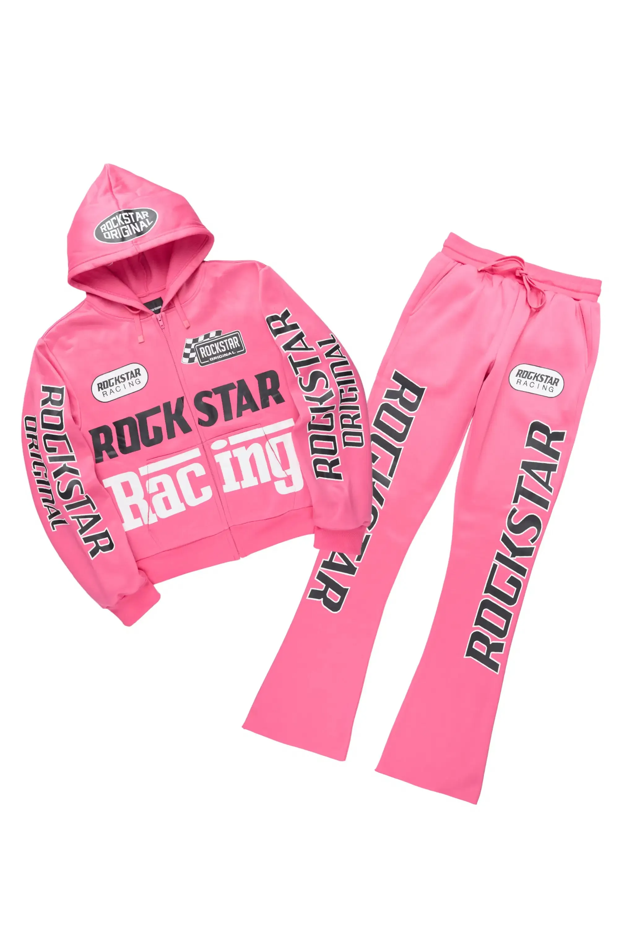 Tarie Hot Pink Zip Up Super Stacked Track Set sold by Rockstar Original product image thumbnail 2