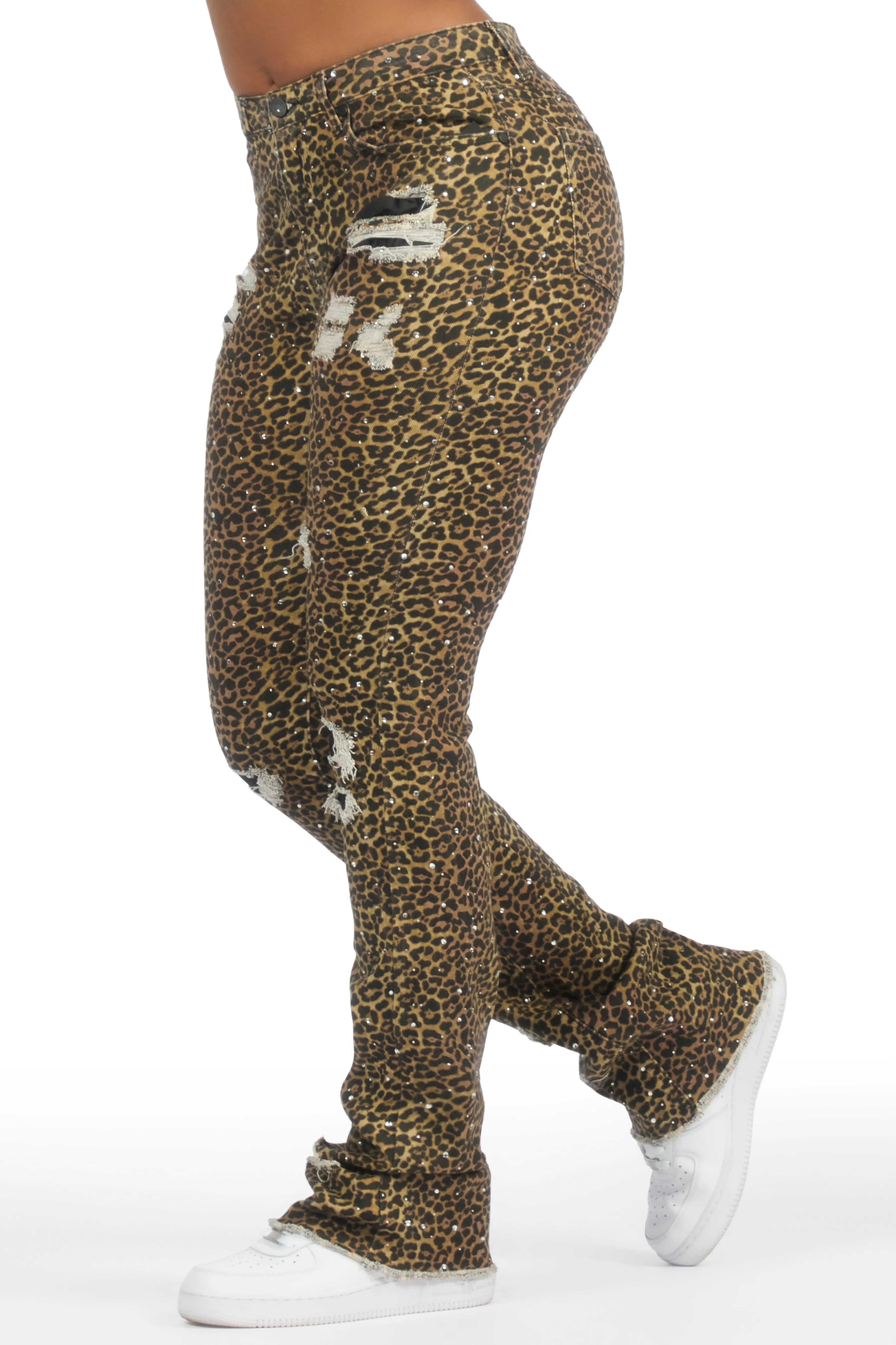 Kelle Cheetah Rhinestone Stacked Jean sold by Rockstar Original product image thumbnail 4