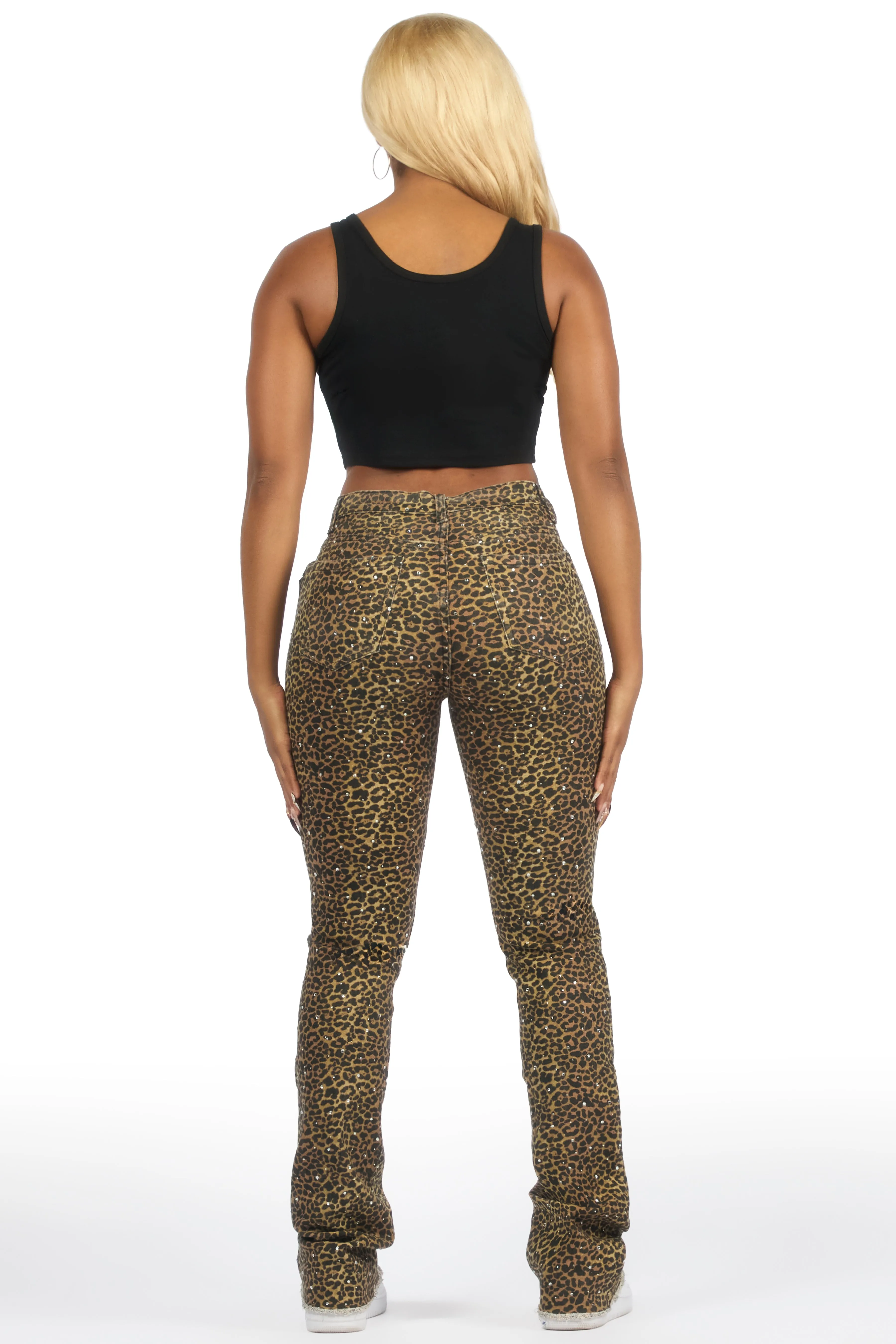 Kelle Cheetah Rhinestone Stacked Jean sold by Rockstar Original product image thumbnail 5
