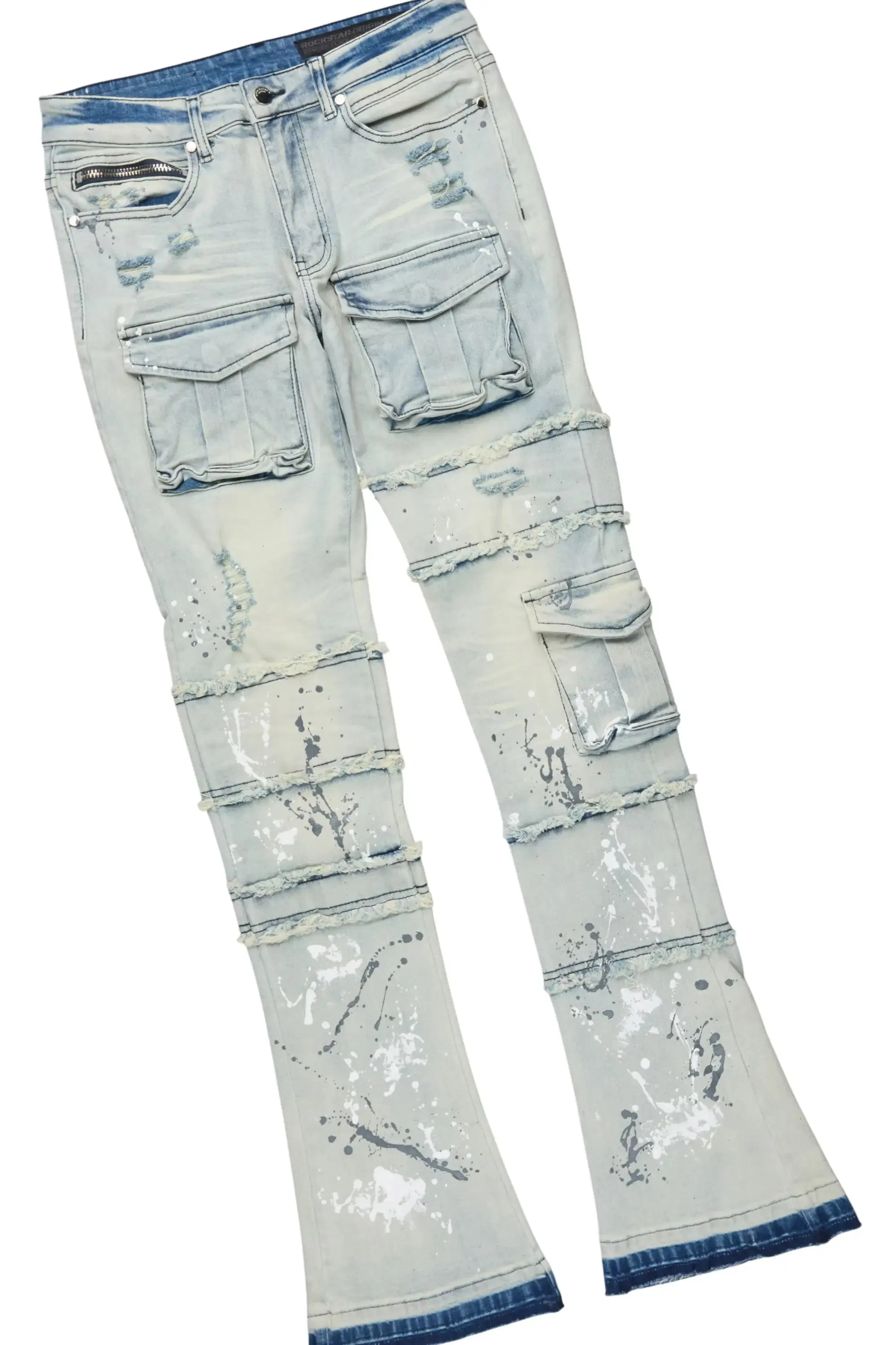 Raffer Grey/Blue Windbreaker/Stacked Cargo Flare Jean sold by Rockstar Original product image thumbnail 4