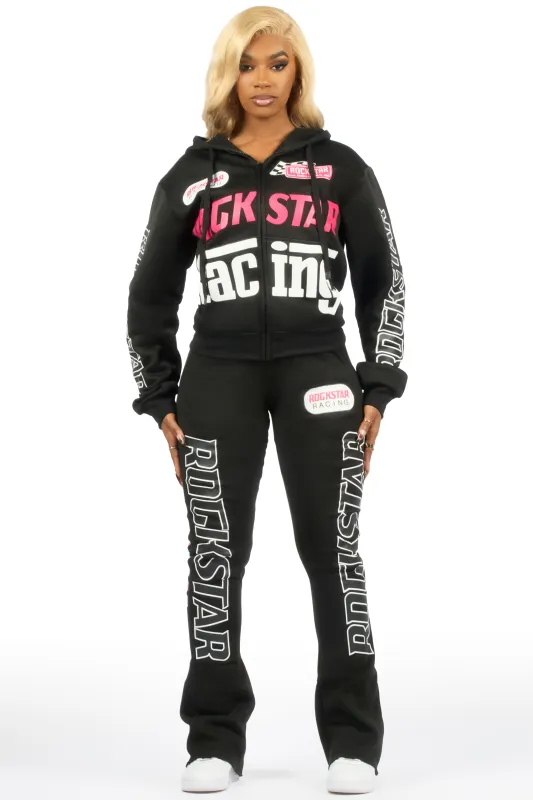 Tarie Black Zip Up Super Stacked Track Set sold by Rockstar Original