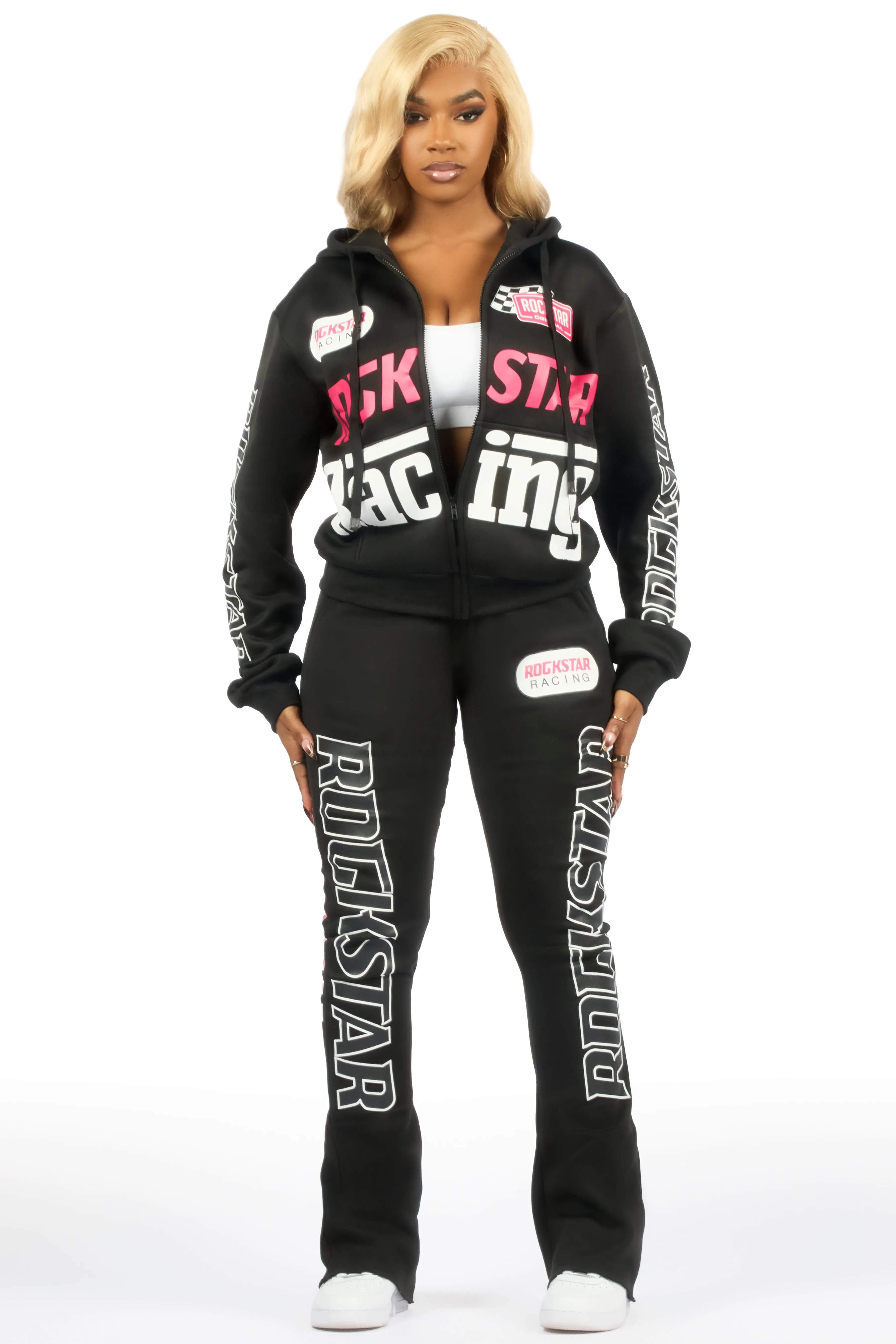 Tarie Black Zip Up Super Stacked Track Set sold by Rockstar Original product image thumbnail 4