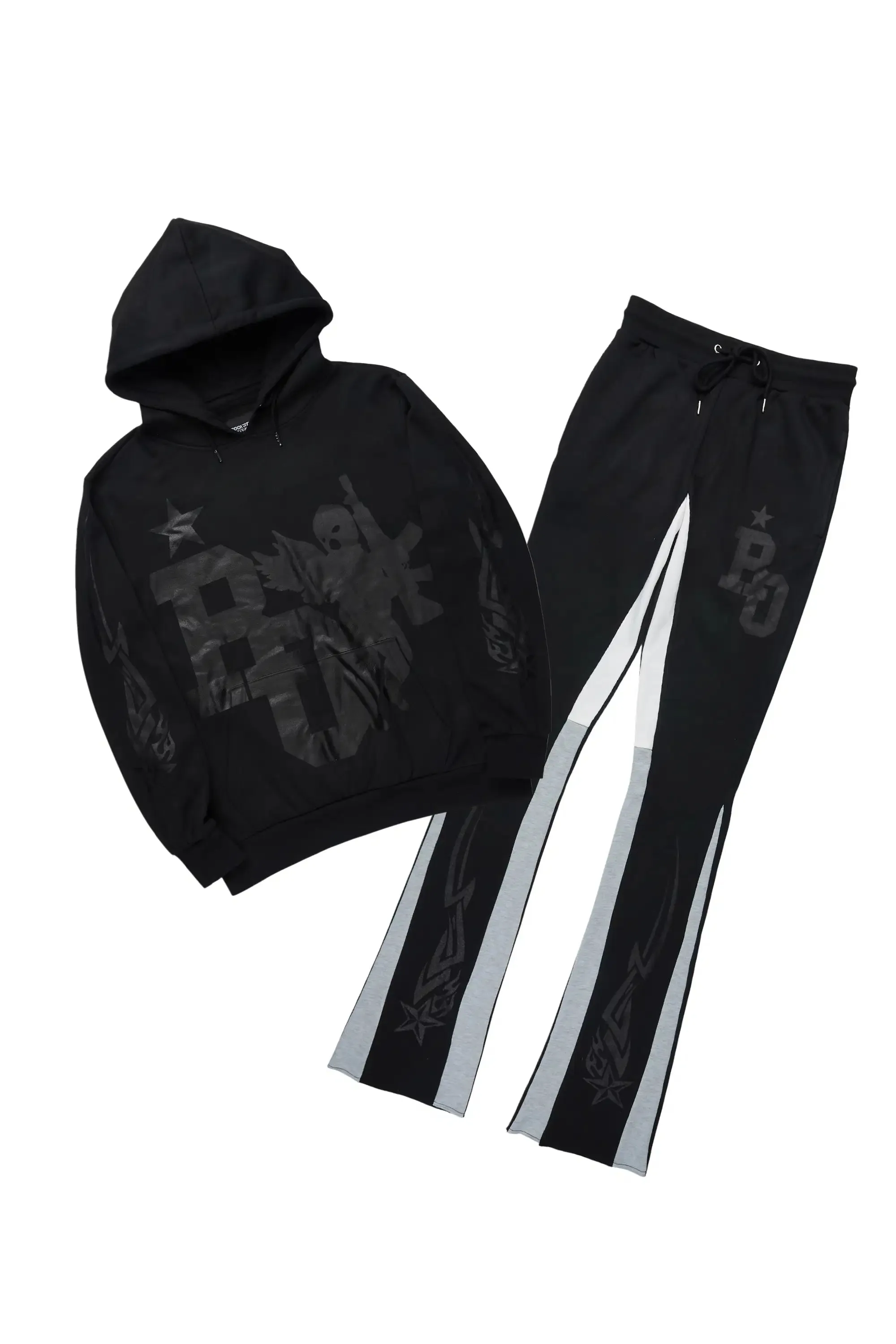 Pluton Black/Black Hoodie/Stacked Flare Track Set sold by Rockstar Original