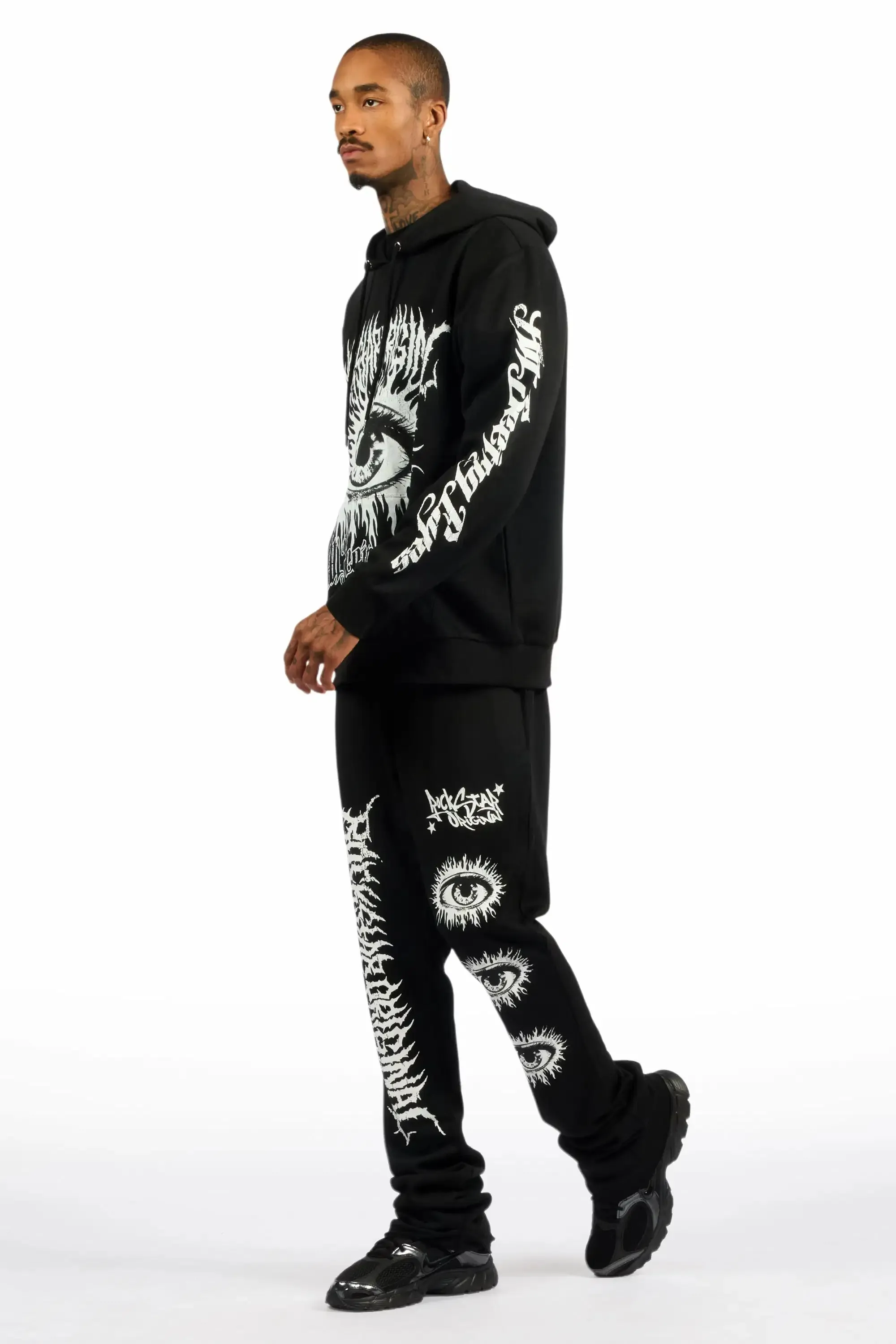 All Seeing Eyes Black Stacked Flare Track Pant Set sold by Rockstar Original product image thumbnail 5