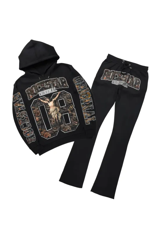 Fields Black Hoodie/Stacked Pant Track Set sold by Rockstar Original