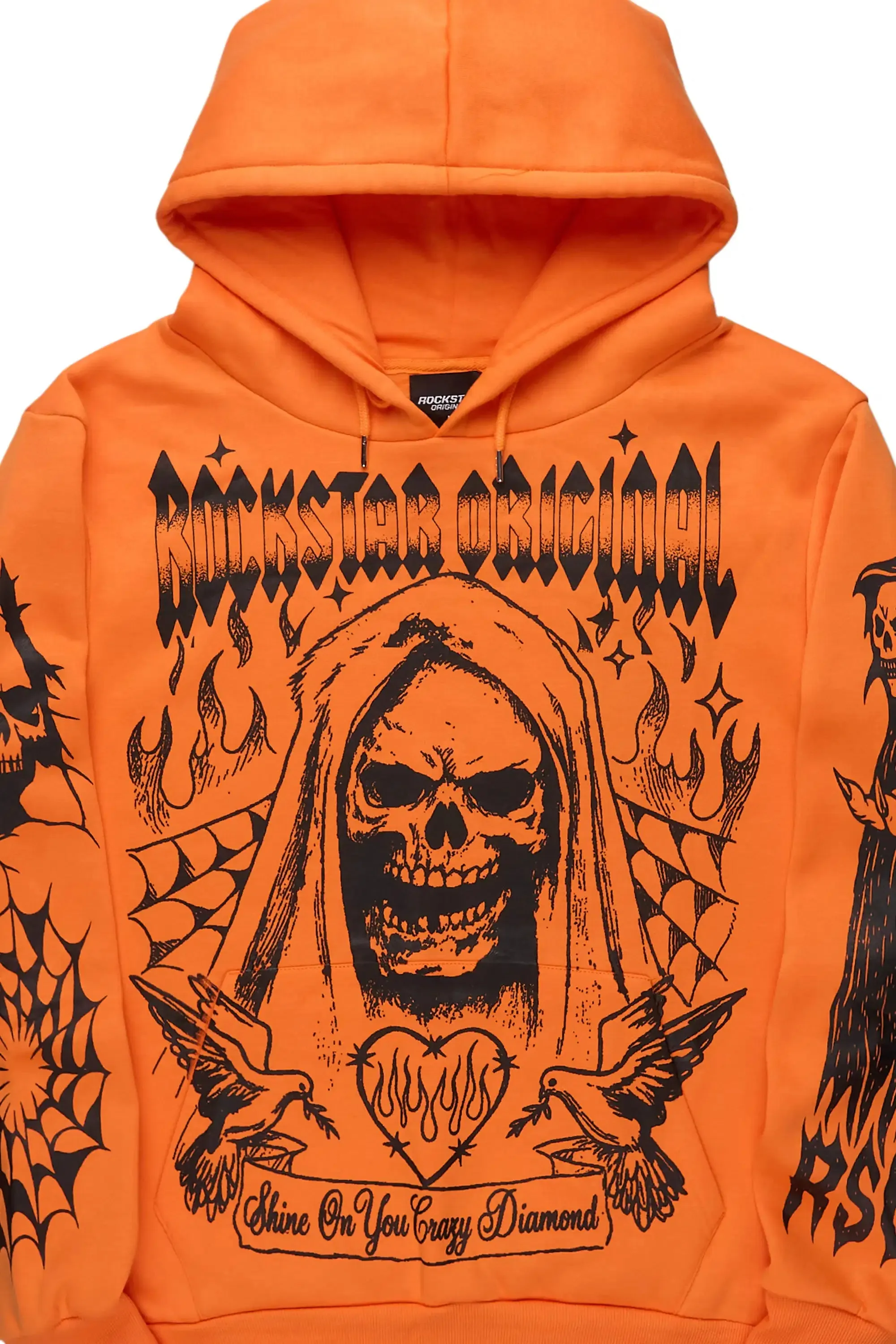 Pogboom Orange Graphic Distressed Relaxed Hoodie sold by Rockstar Original product image thumbnail 2