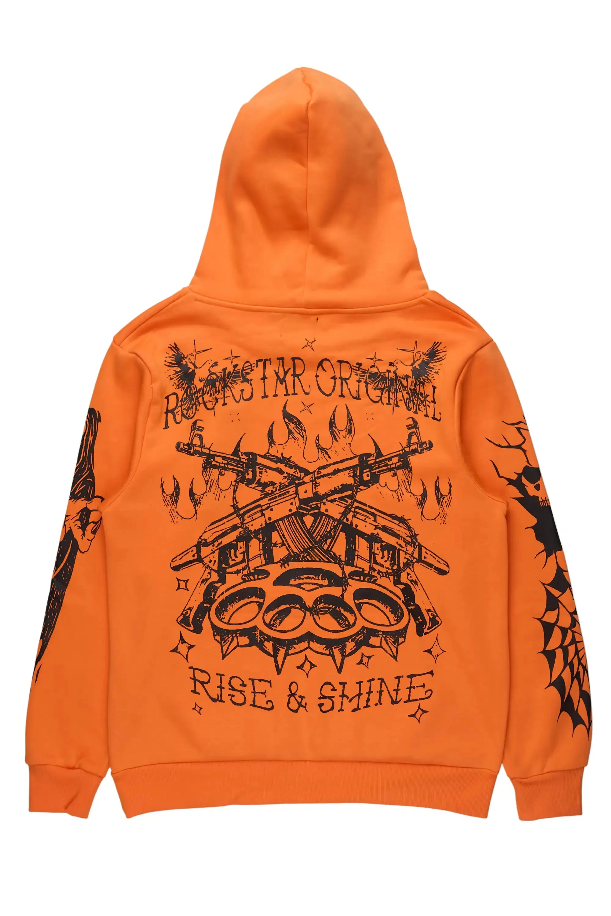 Pogboom Orange Graphic Distressed Relaxed Hoodie sold by Rockstar Original product image thumbnail 3