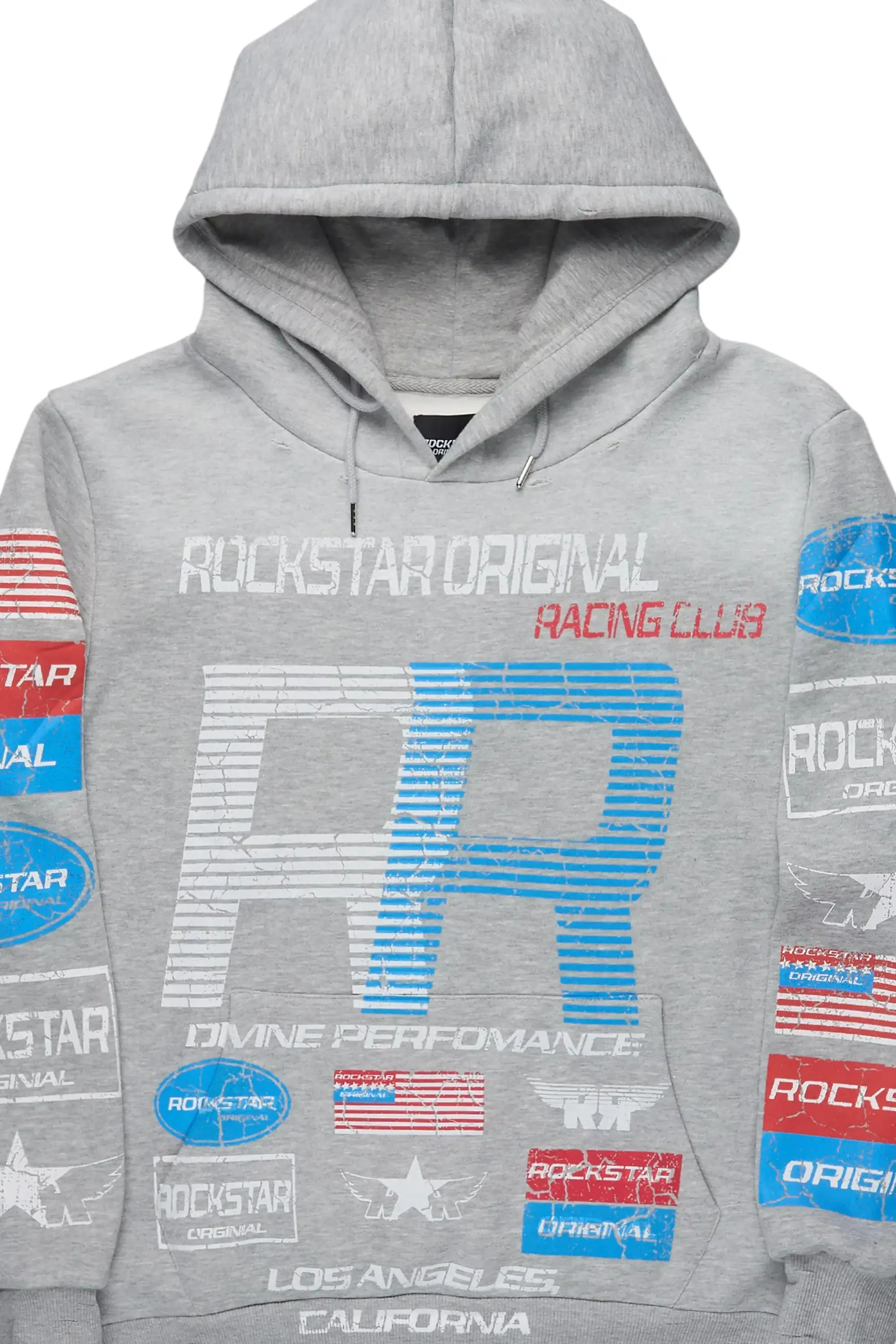 Rso Racing Club Heather Grey Distressed Graphic Relaxed Hoodie sold by Rockstar Original product image thumbnail 2