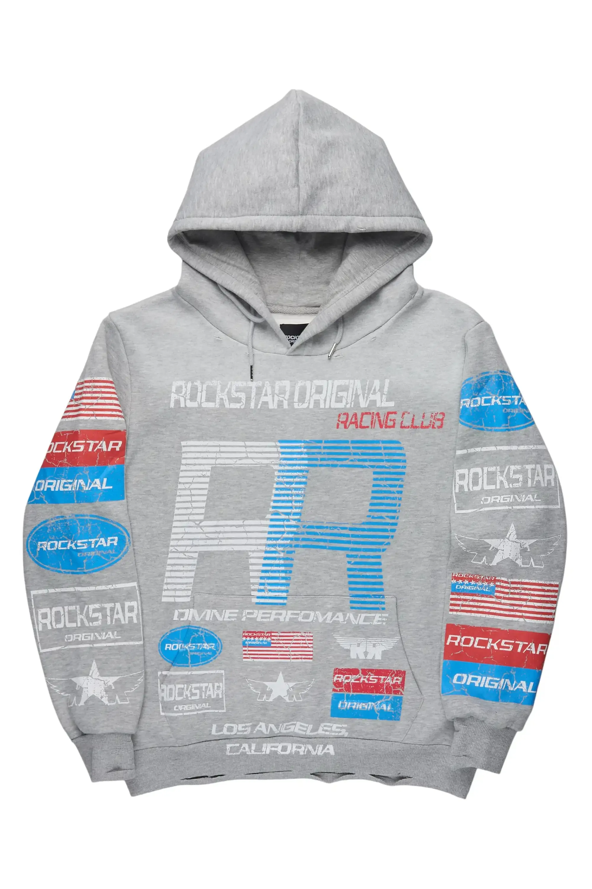 Rso Racing Club Heather Grey Distressed Graphic Relaxed Hoodie sold by Rockstar Original