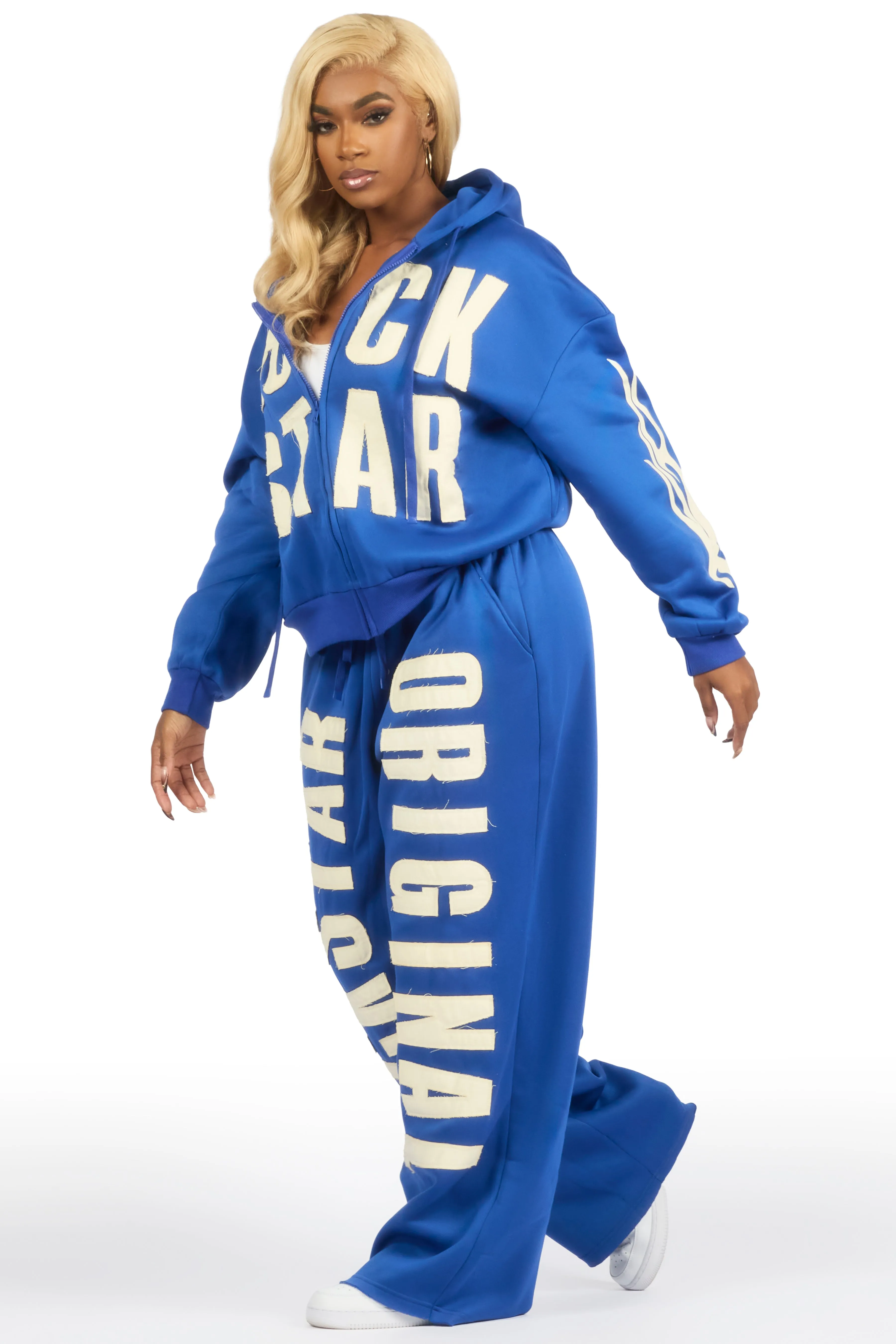 Ashira Royal Blue Baggy Fit Zip Up Track Set sold by Rockstar Original product image thumbnail 5