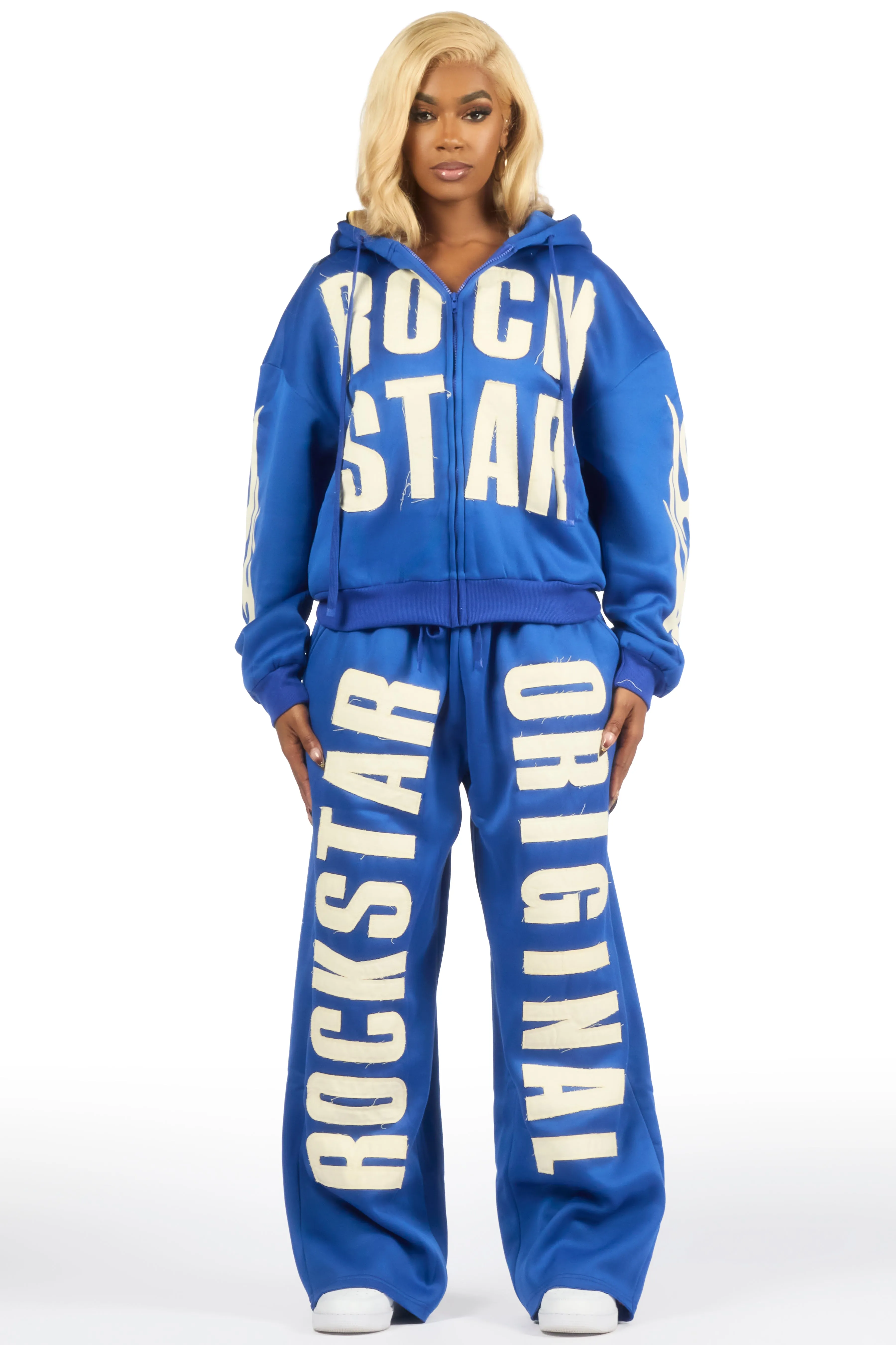 Ashira Royal Blue Baggy Fit Zip Up Track Set sold by Rockstar Original product image thumbnail 4