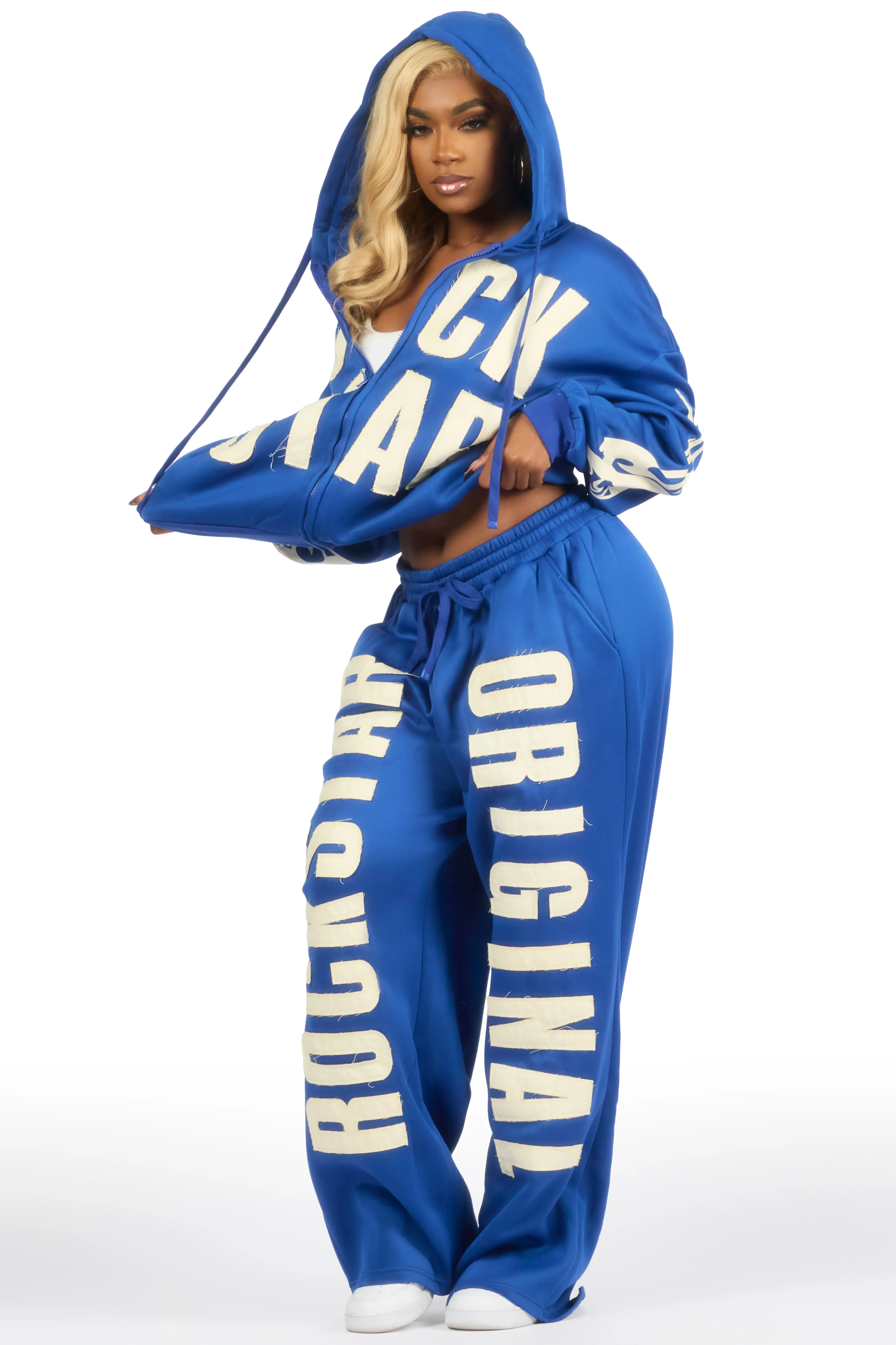 Ashira Royal Blue Baggy Fit Zip Up Track Set sold by Rockstar Original