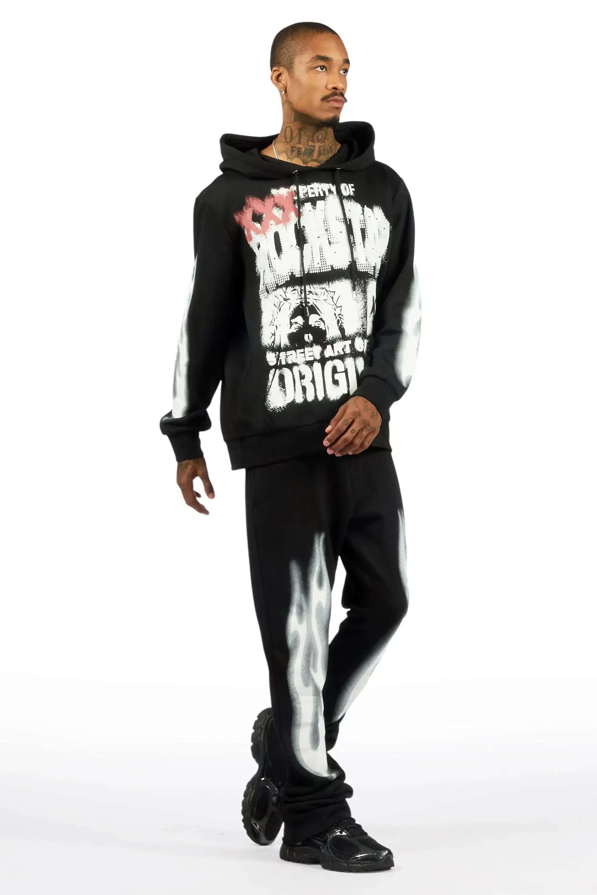 Kyo Black Hoodie Stacked Track Set sold by Rockstar Original product image thumbnail 4