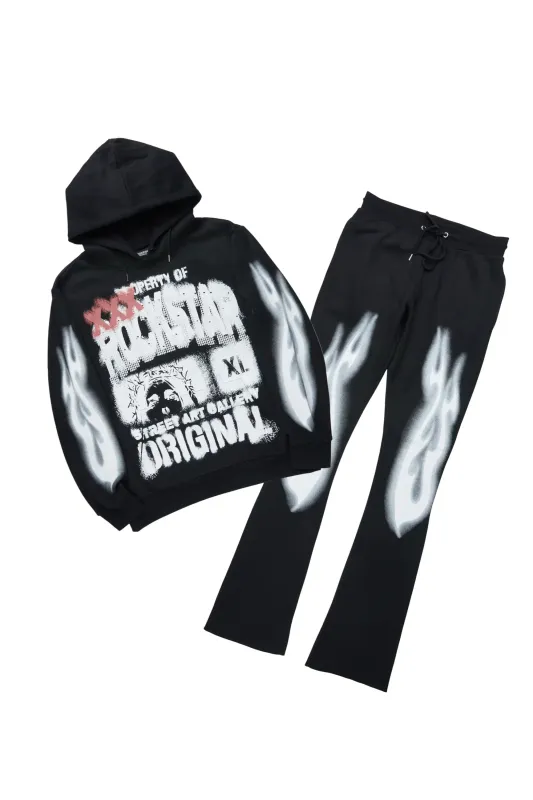 Kyo Black Hoodie Stacked Track Set sold by Rockstar Original