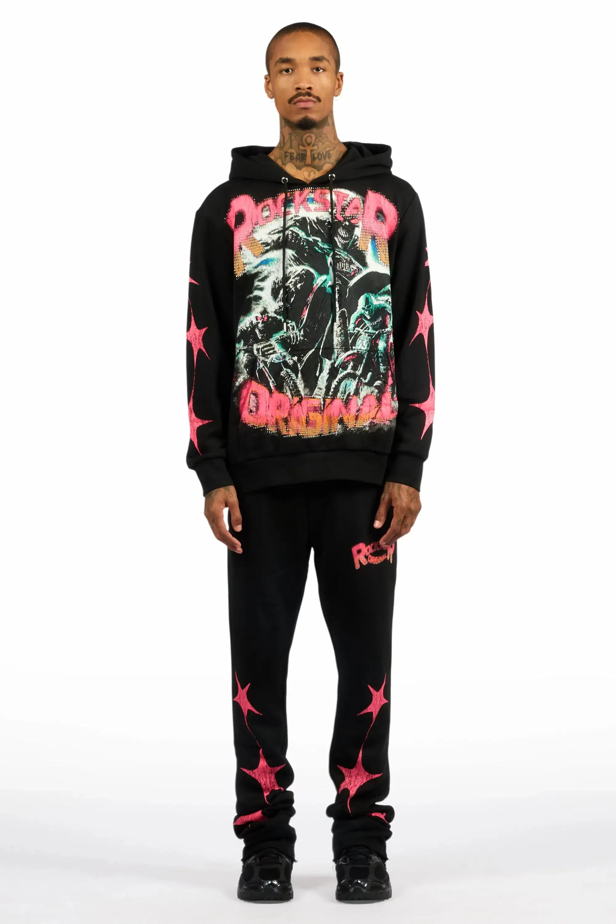 Trezno Black Hoodie/Stacked Pant Track Set sold by Rockstar Original product image thumbnail 2