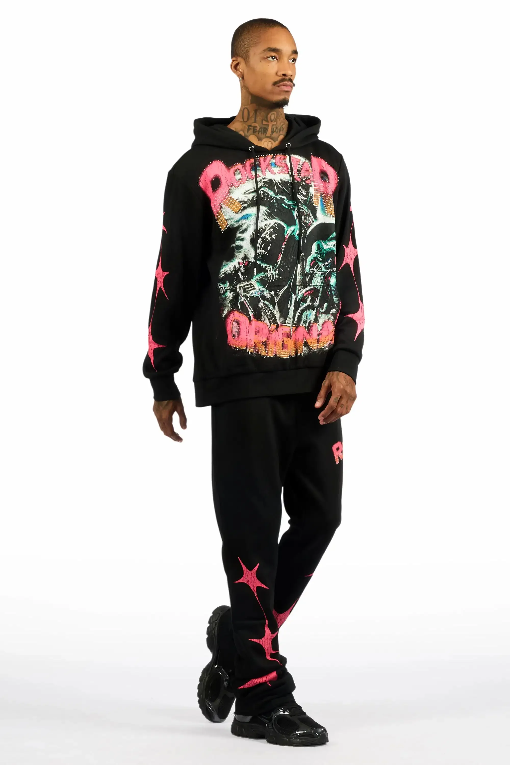 Trezno Black Hoodie/Stacked Pant Track Set sold by Rockstar Original product image thumbnail 3