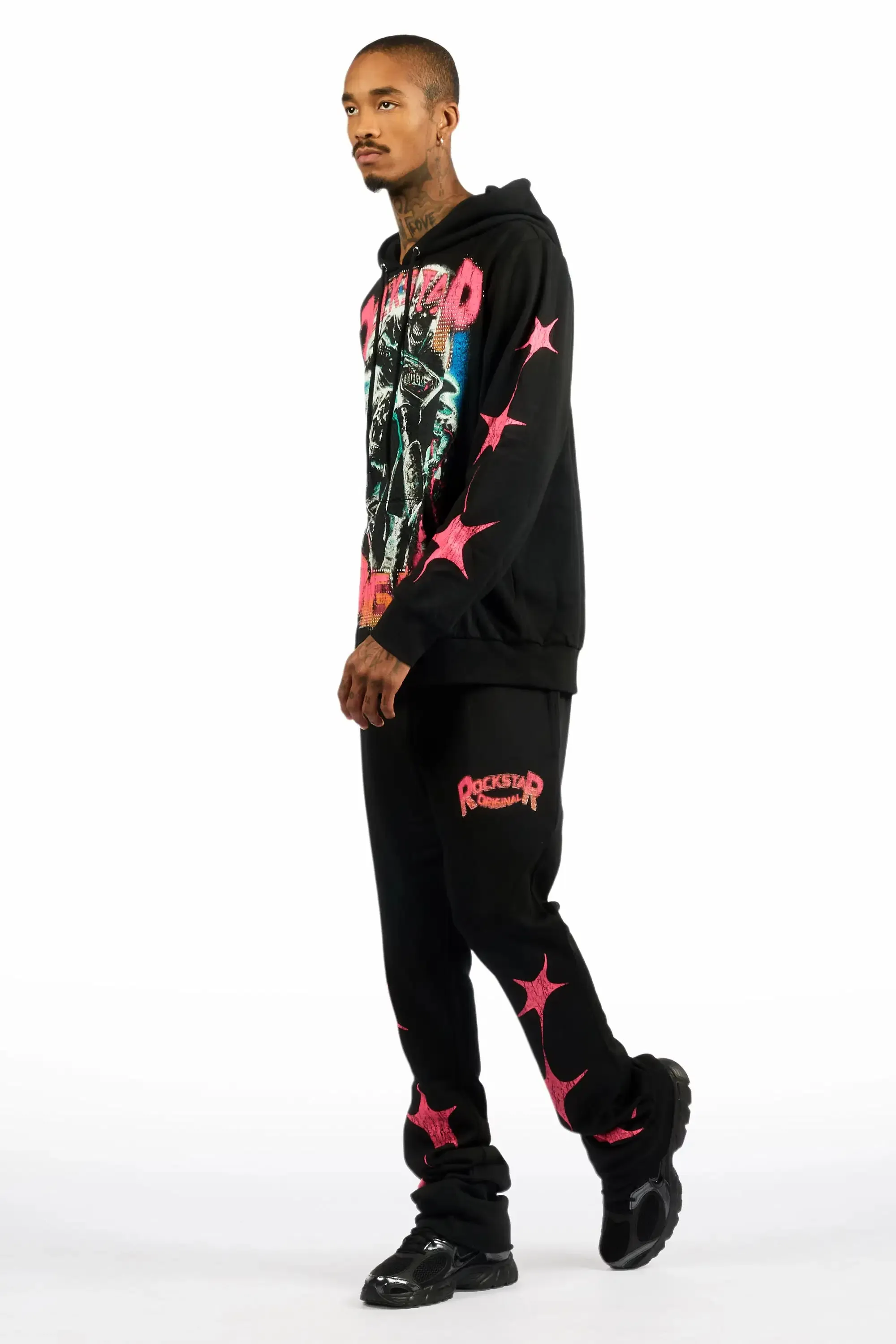 Trezno Black Hoodie/Stacked Pant Track Set sold by Rockstar Original product image thumbnail 5