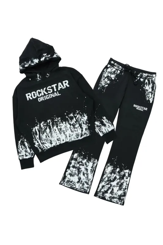 Hukon Black/White Hoodie Relaxed Track Set sold by Rockstar Original