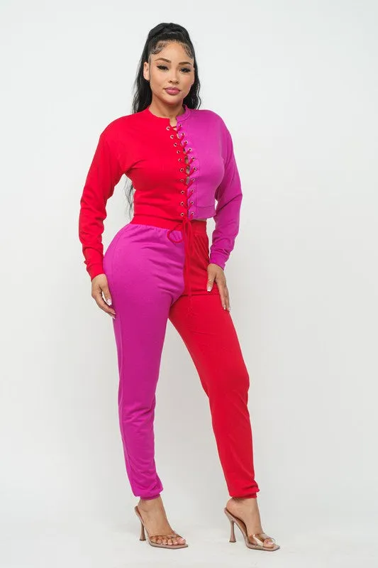 Aretha Red/Pink Lounge Track Set sold by Rockstar Original product image thumbnail 2